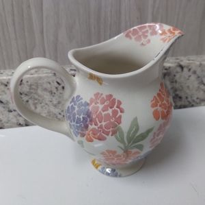 British Home Store Emily Floral Pottery Pitcher Vase Spongeware